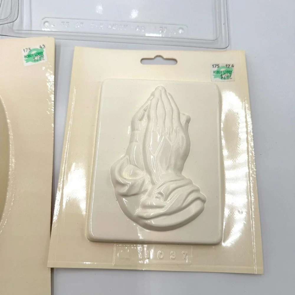 Lot of 5 Large Vintage Chocolate Molds Face Martini Prayer Hands Mold